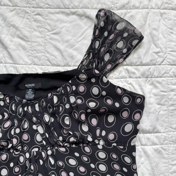 alfani 14P Y2k sheer silk polka dot babydoll sleeveless top sheer chiffon - Picture 3 of 8